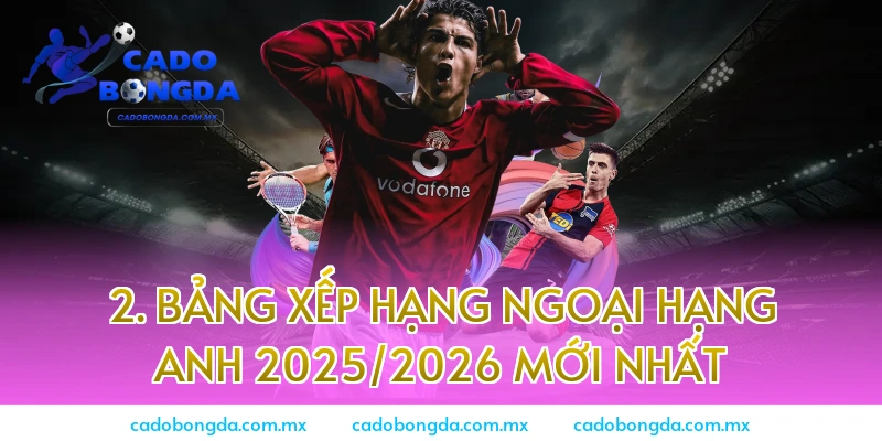 2. Bảng xếp hạng Ngoại hạng Anh 2025/2026 mới nhất
